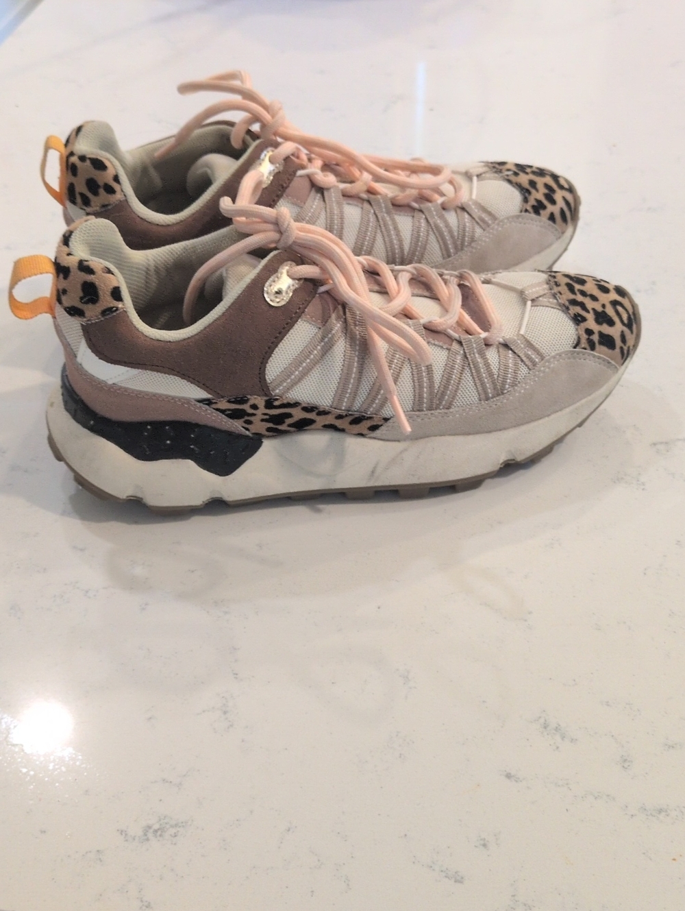 MIA WomensNeutral Leopard Accent Sneakers - Pink Beige
